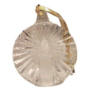 Mikasa Etched Crystal Noel Candle Clear Glass Christmas Ornament  New In Box